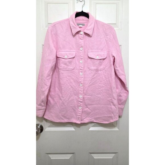 Outer know Pink Button-Up Utility Shirt Dual Front Pockets Collared Neck Size S/ - Picture 2 of 5
